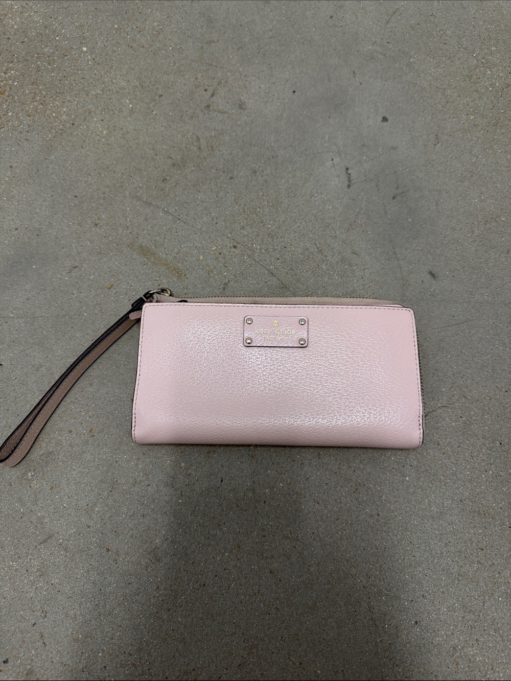 kate spade Blush Pink Leather Wristlet with Logo Plate